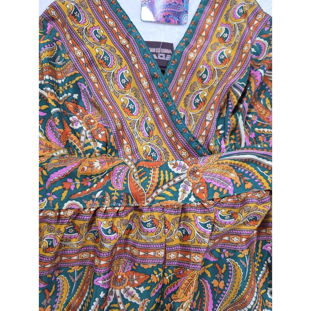 Boho Paisley Wide Leg Jumpsuit Made In India One Size M/L Festival Resort - Picture 5 of 11